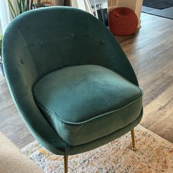 Velvet Accent Chair – Teal/Green w/ Gold Legs 