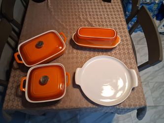 Brand New Orange Gradient Ceramic Bakeware & Serving Set (4 Pieces)