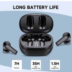 Wireless Earbuds, Bluetooth 5.3 Headphones, HiFi Sound Quality, Bluetooth Earbuds with 4 HD Mics, 35H with USB-C Charing Case, Earphones with Touch Co