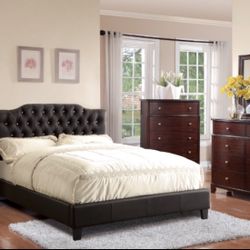 Complete Bedroom Set.  Bed With Dark Cherry Compkete Set. 