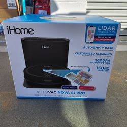 iHome AutoVac Nova S1 Pro Self Empty Robot Vacuum, LIDAR Mapping, 150 Min Runtime, Alexa & Goo (New)