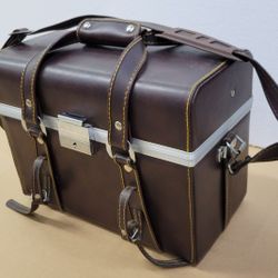 Vintage Brown Leather Hard Camera Case W/ Many Lenses & Accessories. Japan