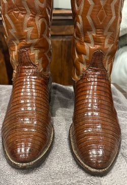 Vintage Tony Lama Lizard Skin Cowboy Boots Size 8.5 D