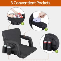 Padded Stadium Seat with Armrests and Pockets