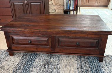 Rustic Wood Coffee Table with Drawers