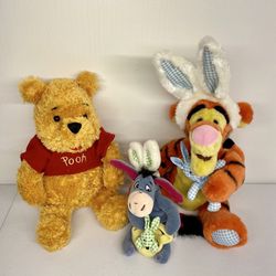 DISNEY LOT OF WINNIE THE POOH TIGGER AND EEYORE EASTER PLUSH  ♥️