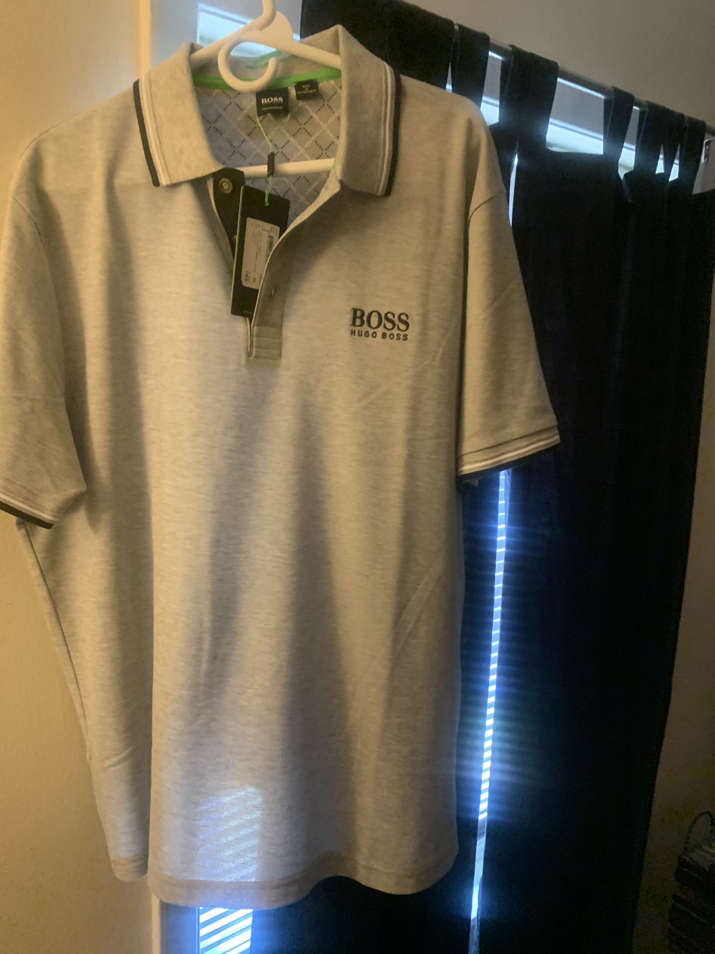 Hugo Boss Polo Grey w/ Black trim Size XXL