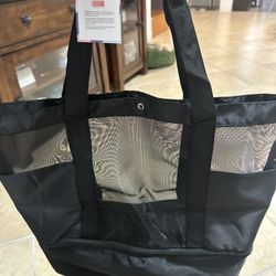 Mesh Tote Beach Bag with Leakproof Wet Compartment