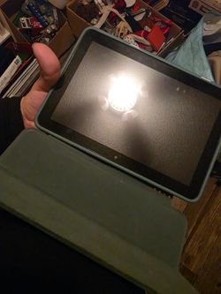 Tablet with Green Folio Case