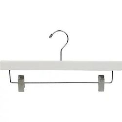 White Wooden Bottom Hangers with Clips