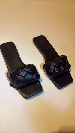 Open Edit Braided Lucca Slide in color black (size 9)