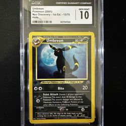 CGC 10 GEM MINT 1st Edition Neo Discovery Umbreon With SWIRL