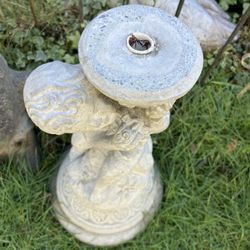 Concrete cherub fountain topper