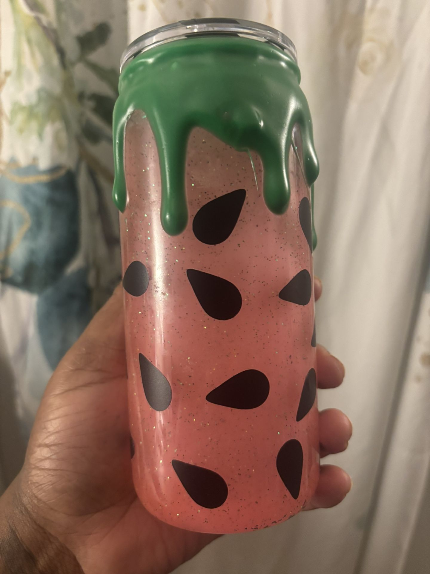 Watermelon inspired snow Globe glow Tumbler