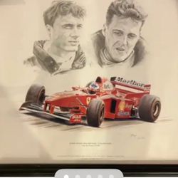 Framed Ferrari Racing Artwork