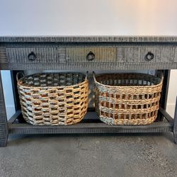 Shabby Chic Solid Wood Entry/Console Table Or TV stand (w/2 Baskets)!!