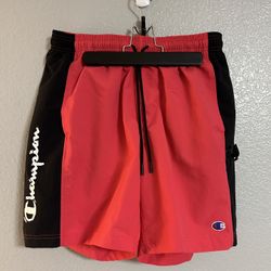 Men Champion red black athletic shorts size medium