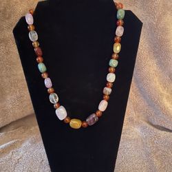 Necklace, multi gemstone