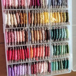 Embroidery Floss Card Lot Of 142 With Color Caddy Box