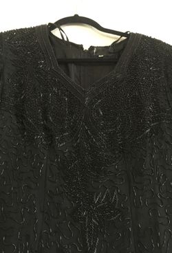 100% silk black sequin size 12