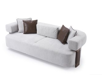 Indigo White & Walnut Sofa