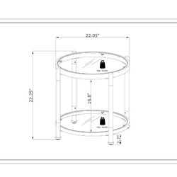 LifeSky Small Glass End Table - 2-Tiers Acrylic Round Side Table - Circle End Tables for Bedroom Living Room Chrome

