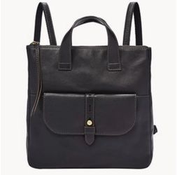 Fossil Black Leather Hunter Backpack