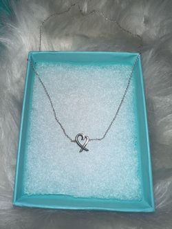 Tiffany & Co. Silver Heart Ribbon Pendant Necklace