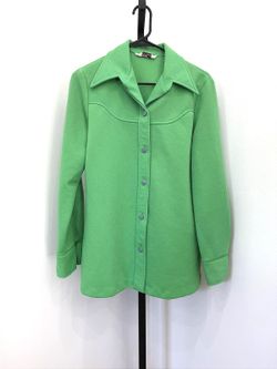 Vintage 70s Bogart of Texas Green Long Sleeve Button-Up Shirt Jacket