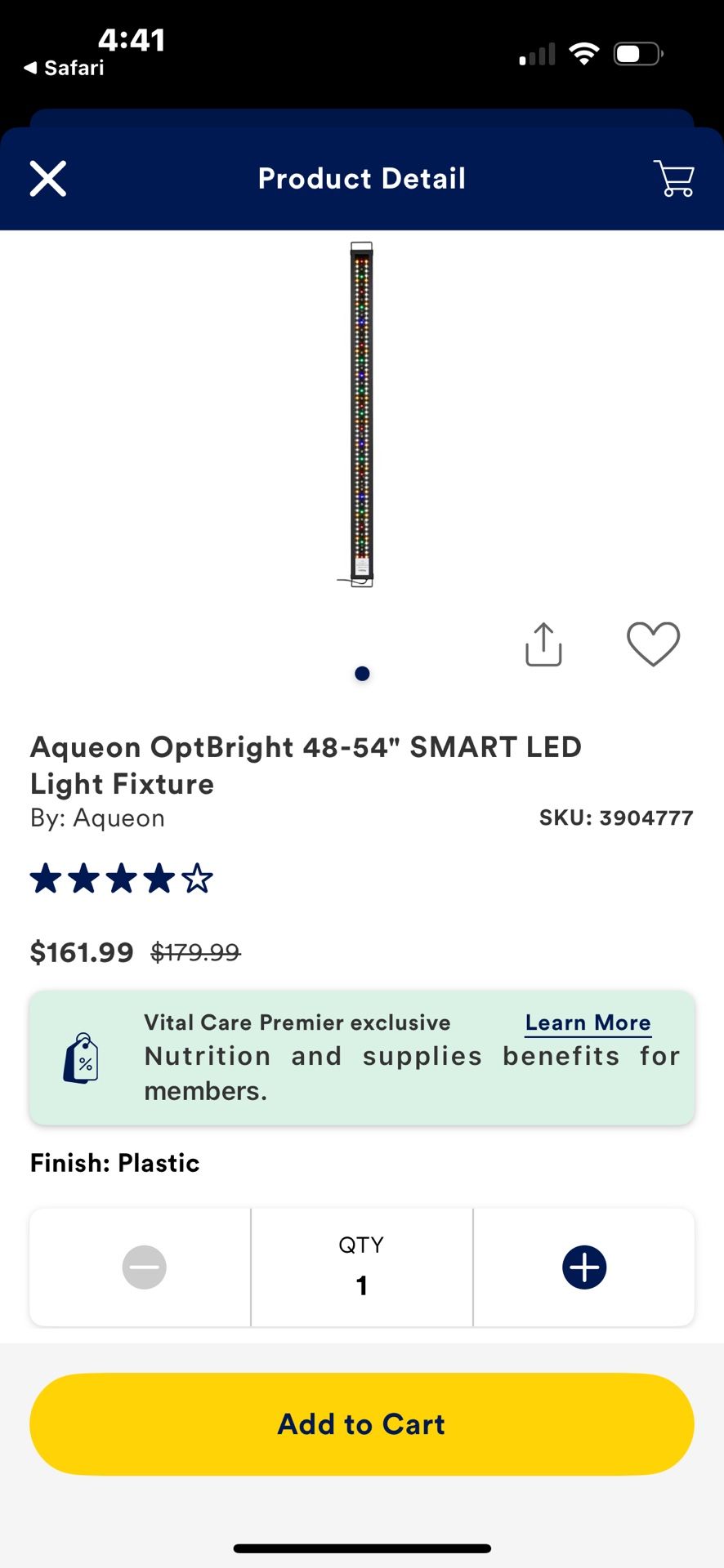 Aquarium LED Light 48”-52” Wide