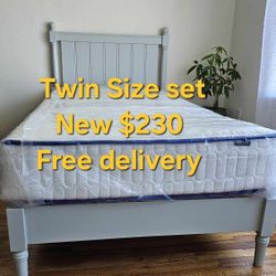 Bed Frame And Mattress Twin Size $230 New Free Delivery.  Base Y Colchon Individual Nuevos