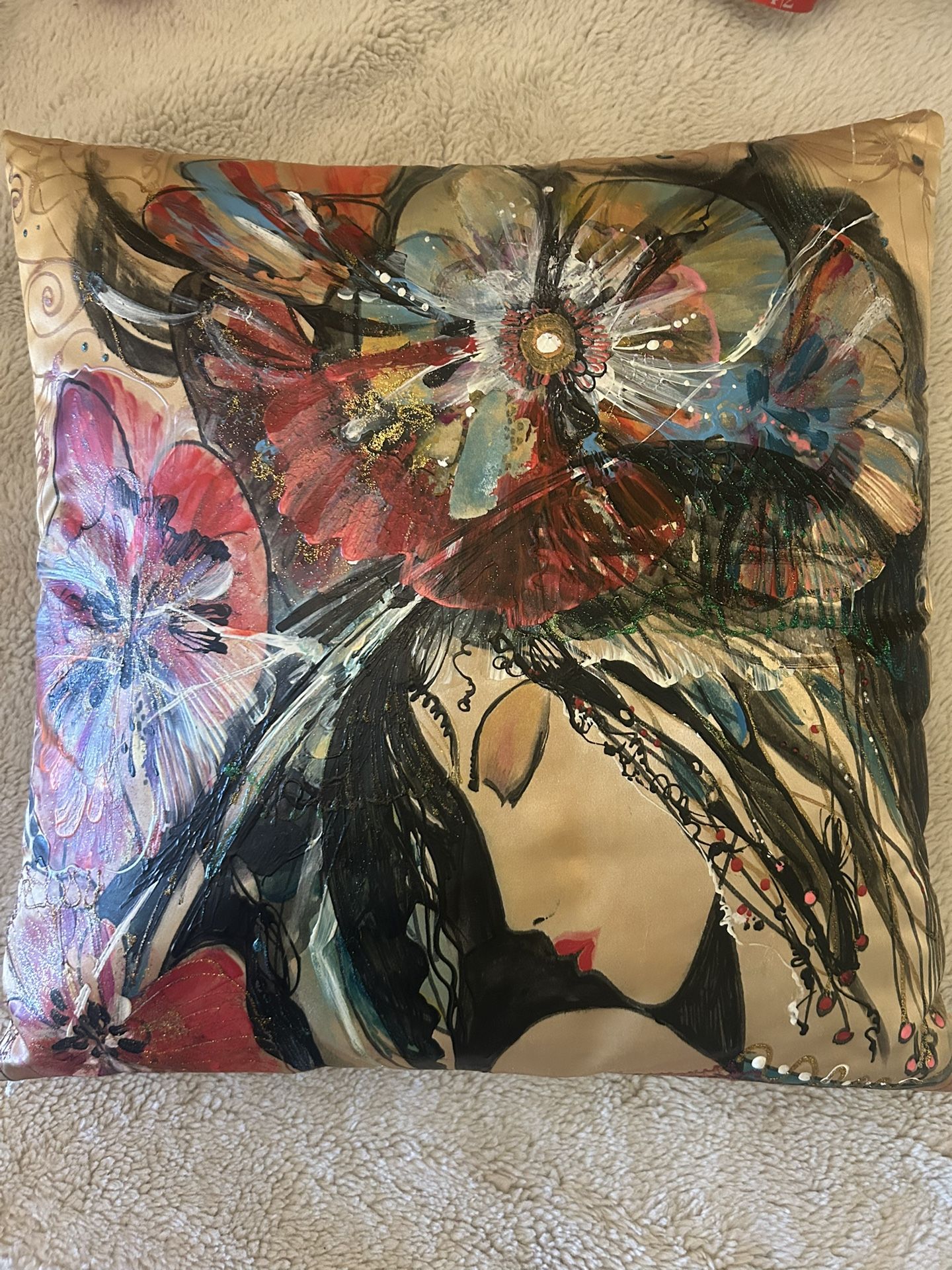 an artistic throw pillow