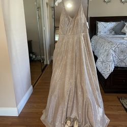 Rose Gold Dress, Shoes And Gold Crown 