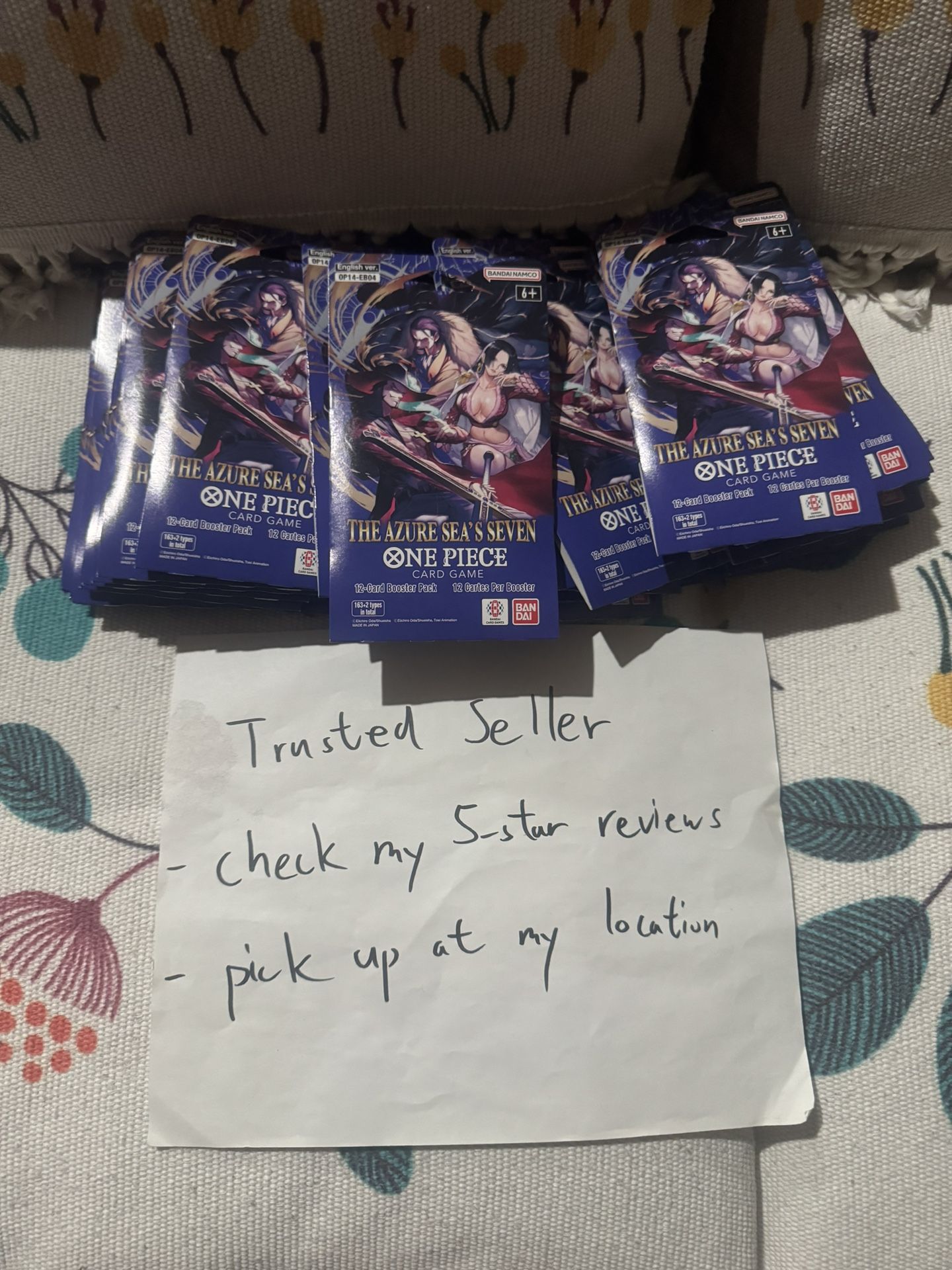 $10 each - One Piece OP-14 The Azure Sea’s Seven Sleeved Booster Pack Sealed