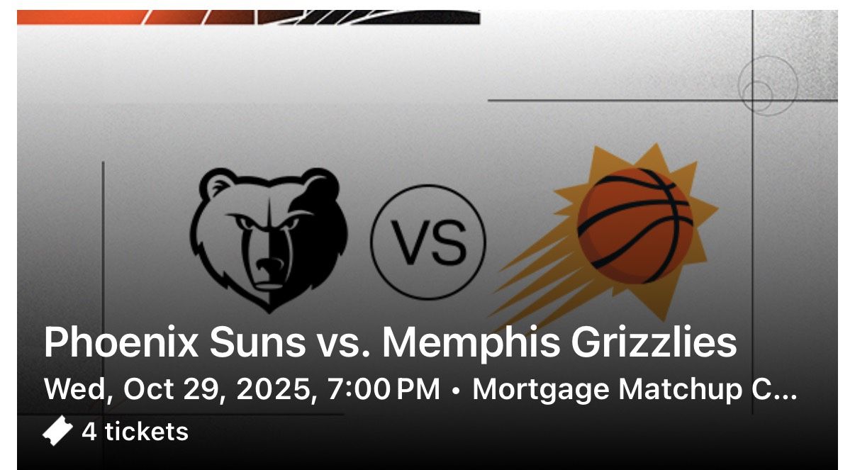 Suns Vs Grizzlies Wednesday Tickets