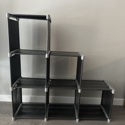 Mavivegue 6 Cube Tall Metal Cube Bookshelf Book Shelf Black
