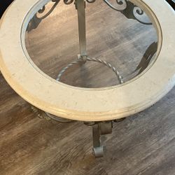 Round Glass Top End Table