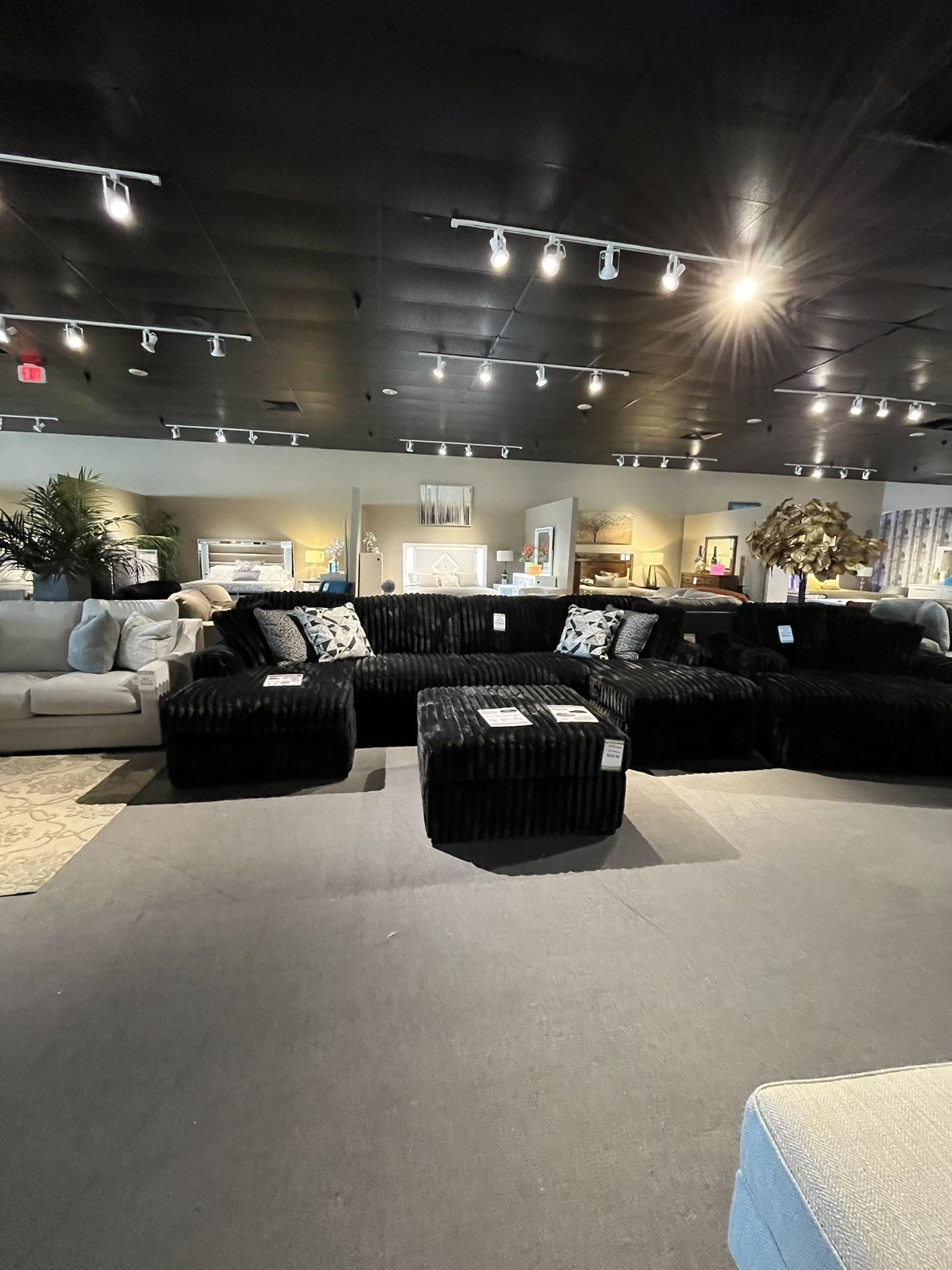 Black 3PC Chaise Sectional Couch