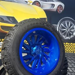 22 INCH WHEELS AND TIRES LT 37x12.50R22  6X139 / 6X135 CHEVY FORD $1500 ALL 4 INSTALLED 