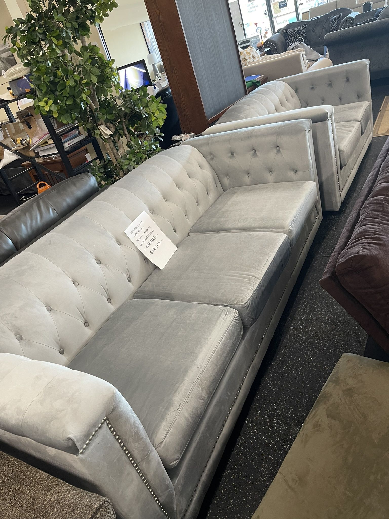 Velvet Sofa And Velvet Love Seat On Clearance