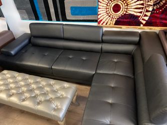 Black bonded leather sectional