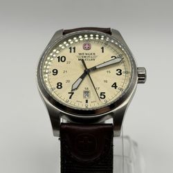 Wenger Swiss Military Watch Men 40mm Luminous Dial, Date Round 79201 New Battery