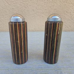 Unique Handcrafted Rainbow Wood Salt & Pepper Shakers