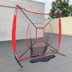$55 (Brand New) Baseball & softball practice hitting & pitching 7x7’ net with bow frame, carry bag