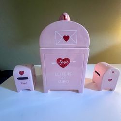 Valentine Cookie Jar And Salt & Pepper Shakers