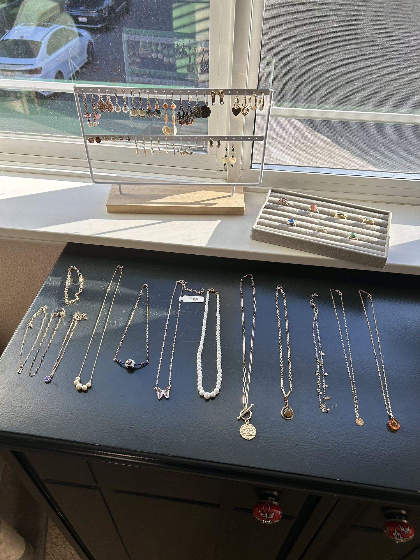 LOT OF GOLD JEWELRY!!! (necklaces, earrings, rings, bracelets/anklets)