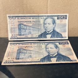 1981 50 Cincuenta Pesos Bank Notes.