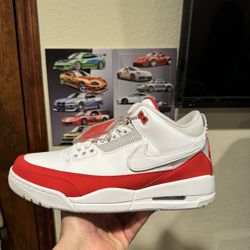 Retro Jordan 3s- Tinker White University Red