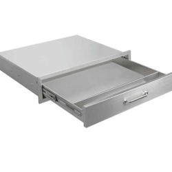 30" W x 6.5" H x 23" D BBQ Stainless Steel Single Drawer with Divider, Outdoor Kitchen