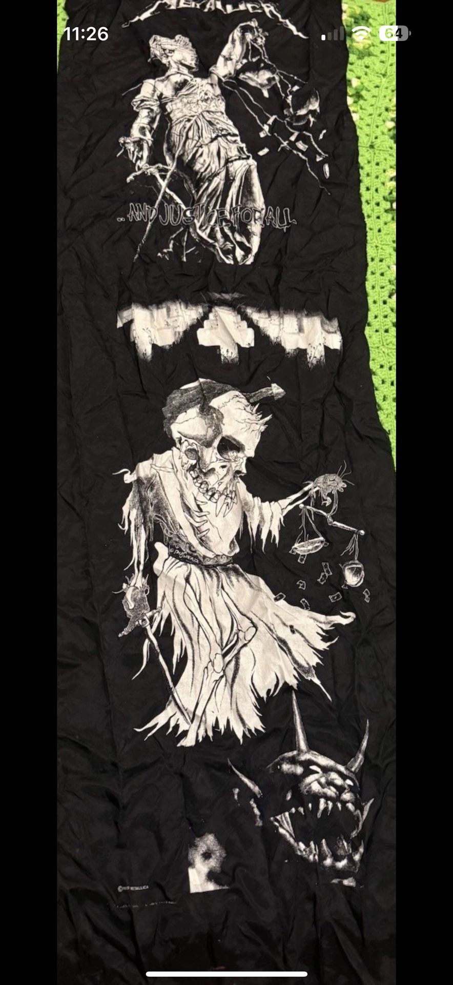 METALLICA And Justice for All Long Rectangle Black Graphic Tapestry Vintage 80s